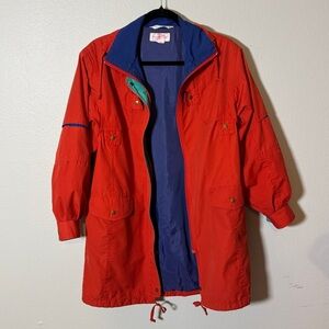 Vintage‎ 80s Carriage Court Red Colorblock Windbreaker Jacket Women’s S